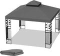 10x10 Ft Gazebo Canopy Replacement Cover, Double Tiered Gazebo Replacement Top (Grey)