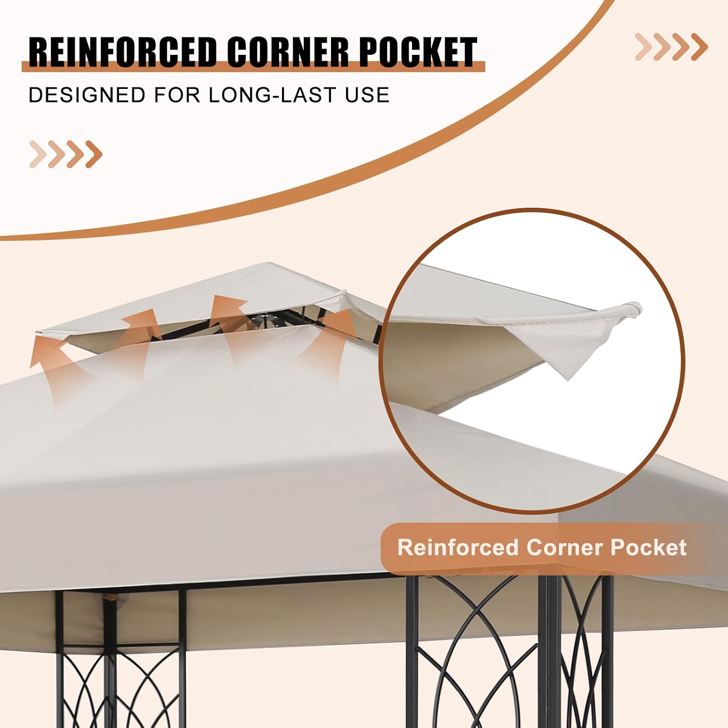 8x8 Outdoor Gazebo for Backyard, Patio Gazebo Tent with Corner Shelves, Beige