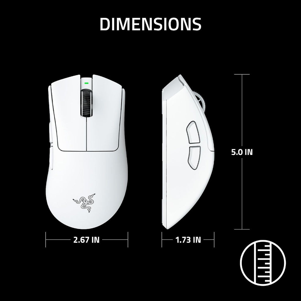 Razer DeathAdder V4 Pro Wireless Gaming Mouse: 57g Lightweight - HyperSpeed Wireless Gen-2 - Optical Scroll Wheel - Optical Switches Gen-4 - Focus Pro 45K Sensor Gen-2 - Up to 150 Hr Battery - White
