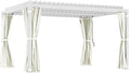 Outsunny 10' x 13' Louvered Pergola Hardtop Gazebo with Adjustable Aluminum Roof and Frame, Outdoor Pergola with Curtains and Netting, for Garden, Lawn, Backyard, and Deck, Cream White