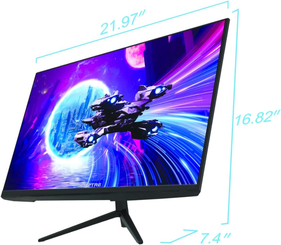 Sceptre 25' Gaming Monitor 1920 x 1080p up to 165Hz 1ms AMD FreeSync Premium HDMI x3 DisplayPort Build-in Speakers, 106% sRGB Machine Black (E255B-FWD168)