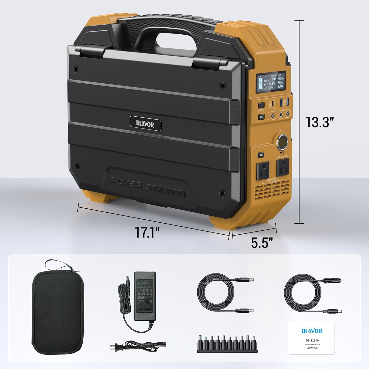 BLAVOR Portable Power Station 1600W (Peak 3200W), Built-in Solar Panel, 1024Wh LiFePO4 Battery, 100W USB-C Fast Charge, Solar Generator for Home Backup, Camping, Power Outages & RV