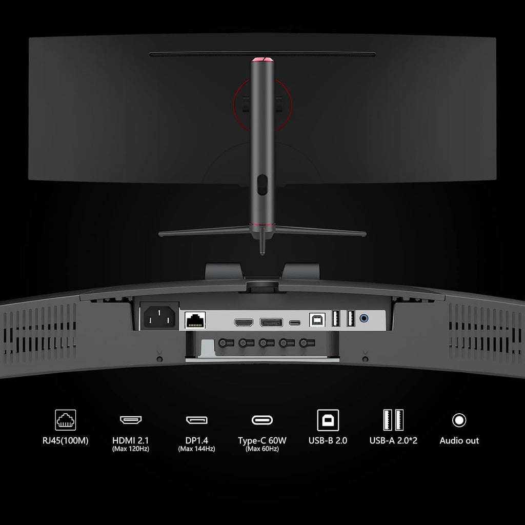 INNOCN 49' Curved Gaming Monitor 144Hz Ultrawide 32:9 WDFHD 3840 x 1080P, R1800, 99% sRGB, HDR400, USB Type C, DisplayPort, HDMI, Built-in Speakers, Height/Tilt Adjustable - 49C1G