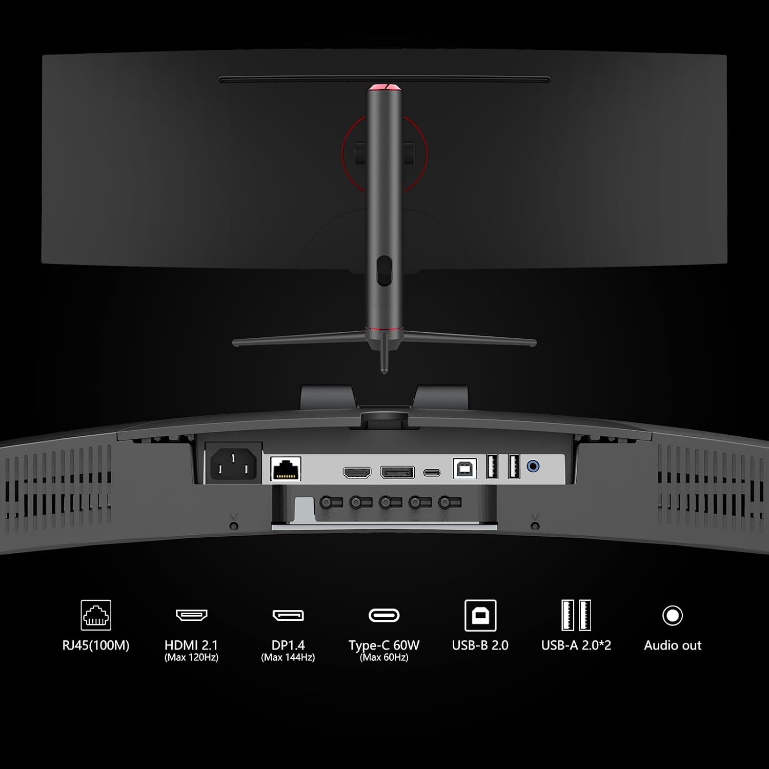 INNOCN 49' Curved Gaming Monitor 144Hz Ultrawide 32:9 WDFHD 3840 x 1080P, R1800, 99% sRGB, HDR400, USB Type C, DisplayPort, HDMI, Built-in Speakers, Height/Tilt Adjustable - 49C1G