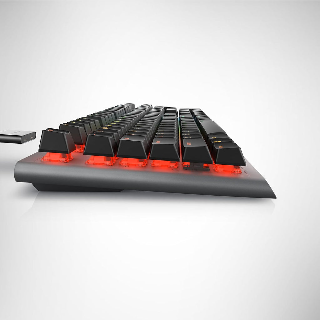 Alienware AW920K Tri-Mode Wireless Gaming Keyboard - Rechargeable, Wireless/Wired, Magnetic Snap-on Charging, Programmable Rocker Switch and Dial, AlienFX per-Key RGB - Dark Side of The Moon