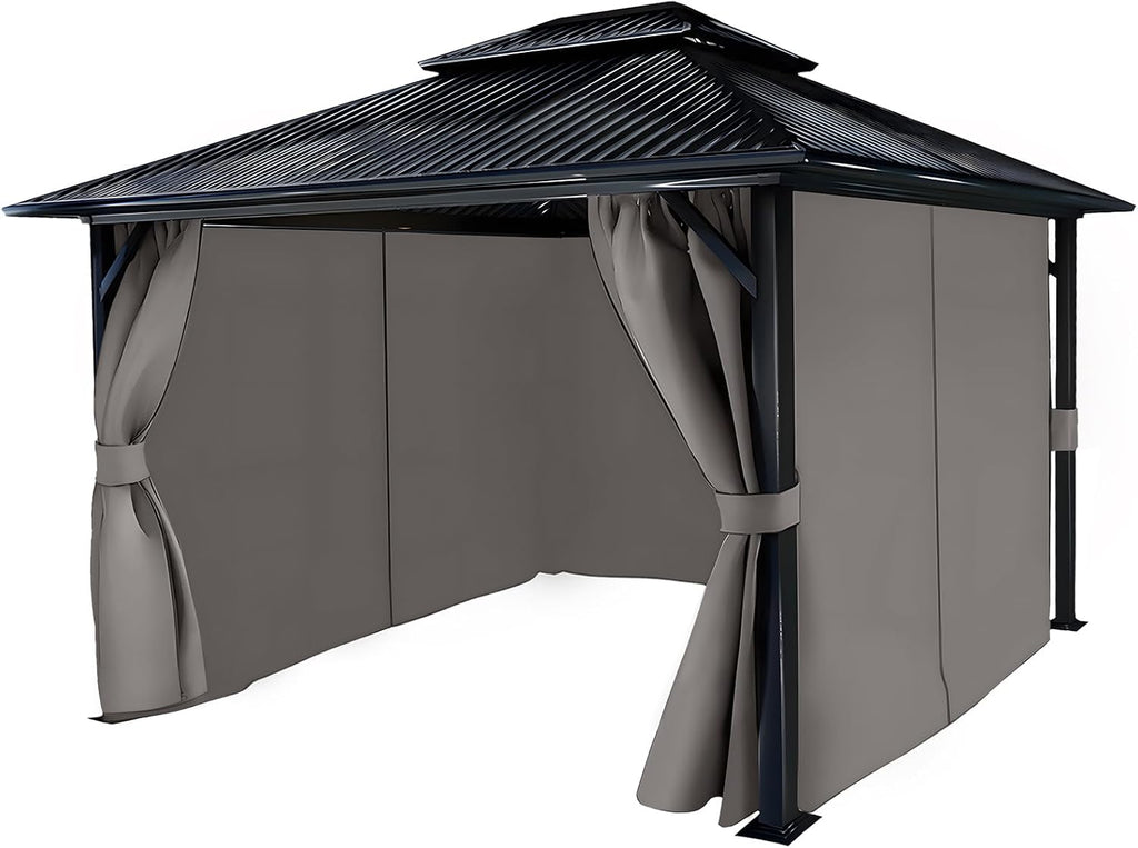 COWVIE 4-Panel 12' x 14' Gazebo Replacement Curtains, Patio Privacy Sidewalls with Double Zipper, Replacement for Outdoor Gazebo Canopy (Curtain Only)