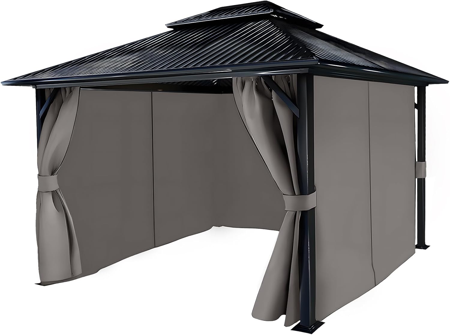 COWVIE 4-Panel 12' x 14' Gazebo Replacement Curtains, Patio Privacy Sidewalls with Double Zipper, Replacement for Outdoor Gazebo Canopy (Curtain Only)