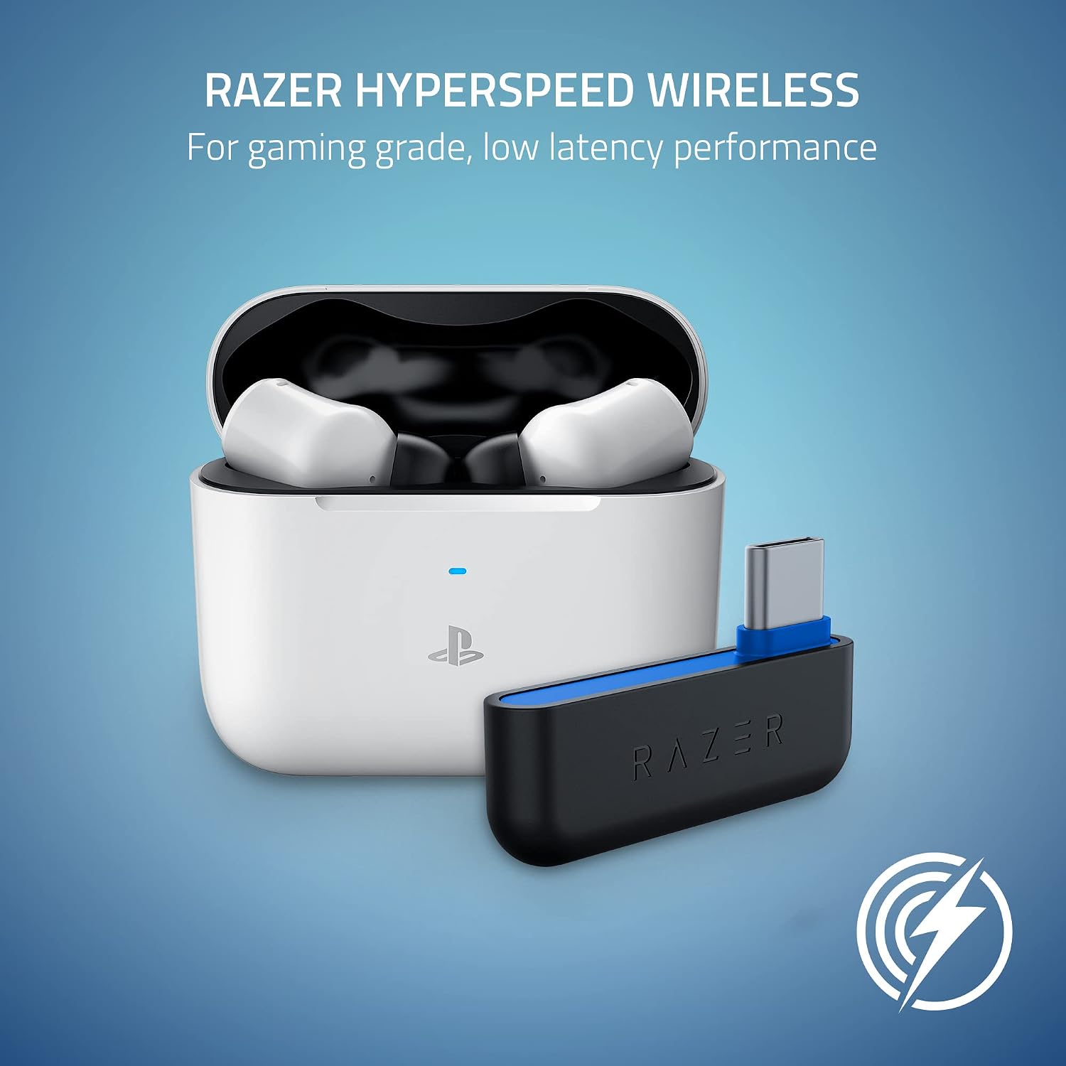 Razer Hammerhead HyperSpeed Wireless Multi-Platform Gaming Earbuds for PlayStation 5 / PS5, PC, Mobile: ANC - Noise Cancelling Mic - Bluetooth 5.2 - RGB Chroma - 30 Hr Battery