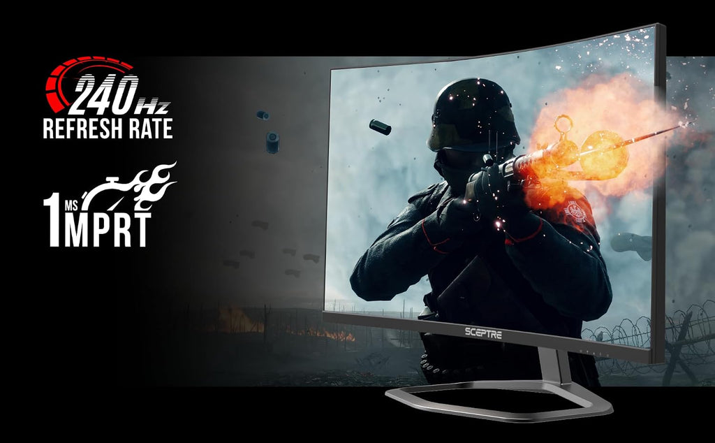 New Curved 27 inch Gaming Monitor 240Hz Plus FreeSync DP HDMI Build-in Speakers, Machine Black 2025