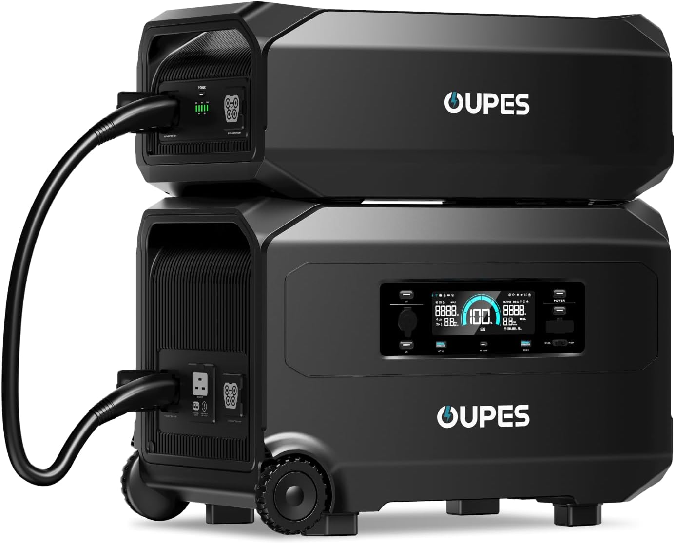 OUPES Guardian 6000 Dual Battery System: 9216Wh Power Station with 6000W Output, 120V/240V Dual Voltage, Expandable Home Backup with Transfer Switch Ready & App Control