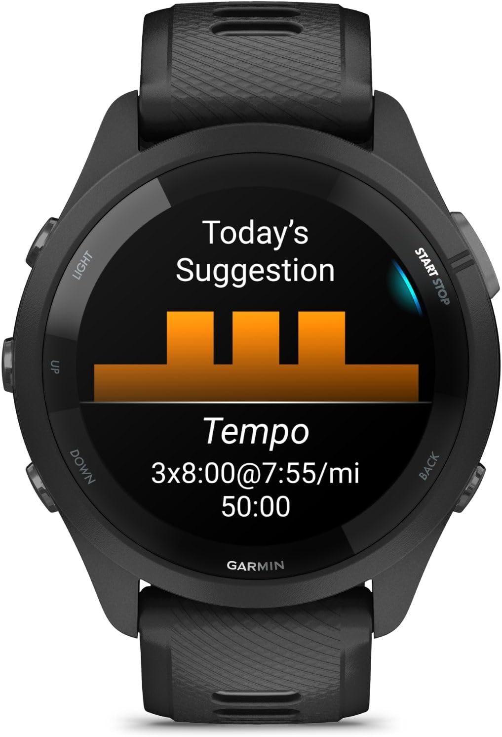Garmin Forerunner 265 GPS Smartwatch - 46mm, Black/Powder Gray Bundle with Deco Essentials Charging Dock Venu 3 + Silicone Dust Cover + USB Type C Charging and Sync Cable