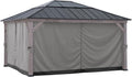 Sunjoy Replacement Curtains for 13 ft. × 15 ft. Wood-Framed Gazebos, Grey