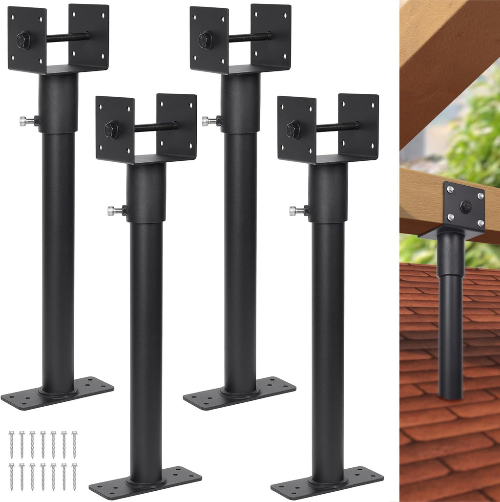 3.6' Heavy Duty Saddle Roof Riser for Patio Pergolas, 16-1/2' High, (Black - Set of 4)