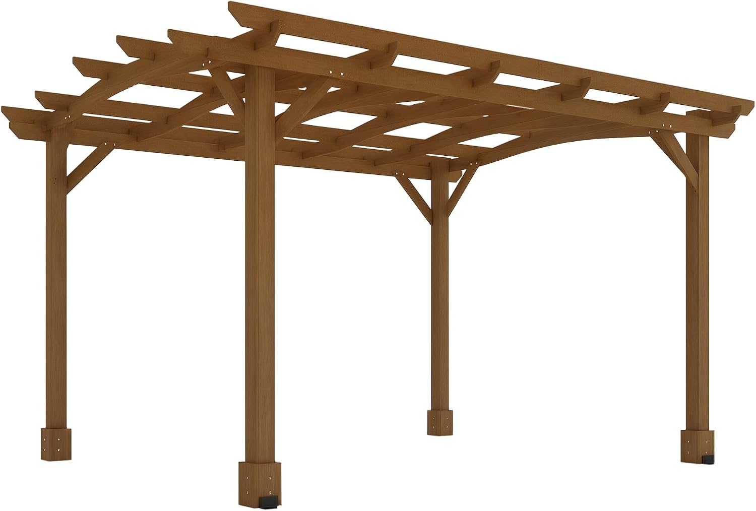 Outsunny 10' x 12' Outdoor Pergola with Arched Roof for Climbing Plant Support, Wood Gazebo Grape Trellis with Stable Structure, Concrete Anchors for Patio, Garden, Deck, Backyard, Dark Brown