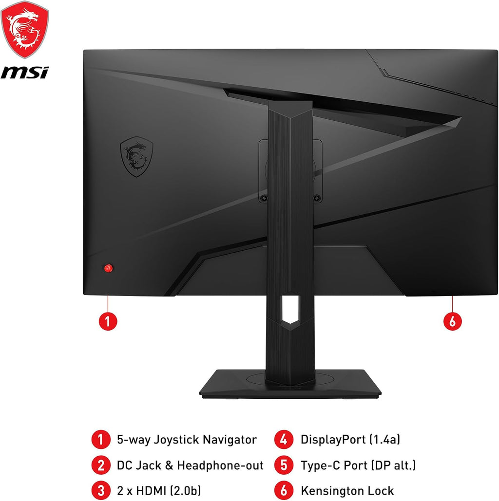 msi G274QPF-QD, 27' Gaming Monitor, 2560 x 1440(QHD), IPS, 170Hz, FreeSync Premium, HDR400, HDMI, Displayport, USB C, Tilt