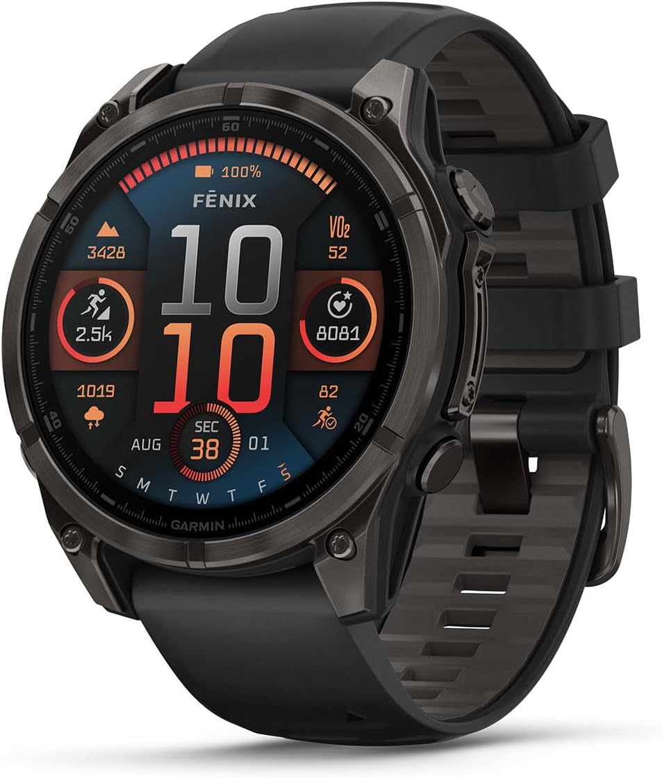 PlayBetter Garmin Fenix 8 AMOLED Sapphire (47mm, Carbon Gray DLC Titanium) Multisport GPS Smartwatch Bundle - 1.4' Touchscreen, Built-in LED Flashlight Charger & Screen Protectors
