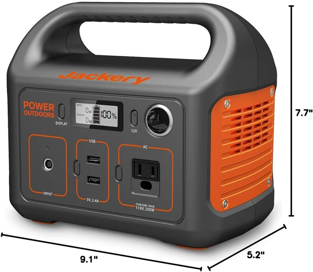 Jackery Portable Power Station Explorer 290, 290Wh Backup Lithium Battery, 110V/200W Pure Sine Wave AC Outlet, Solar Generator (Solar Panel Not Included) for Outdoors Camping Travel(Renewed)