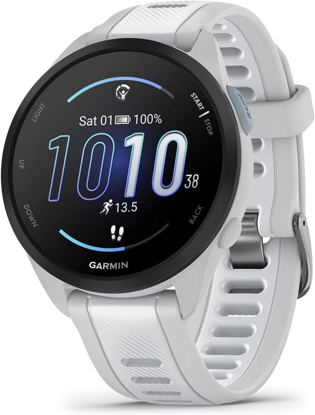 Garmin Forerunner 165 Running Smartwatch, Colorful AMOLED Touchscreen, Training Metrics and Recovery Insights Includes PowerPack and Adapters Bundle, Mist Gray/Whitestone