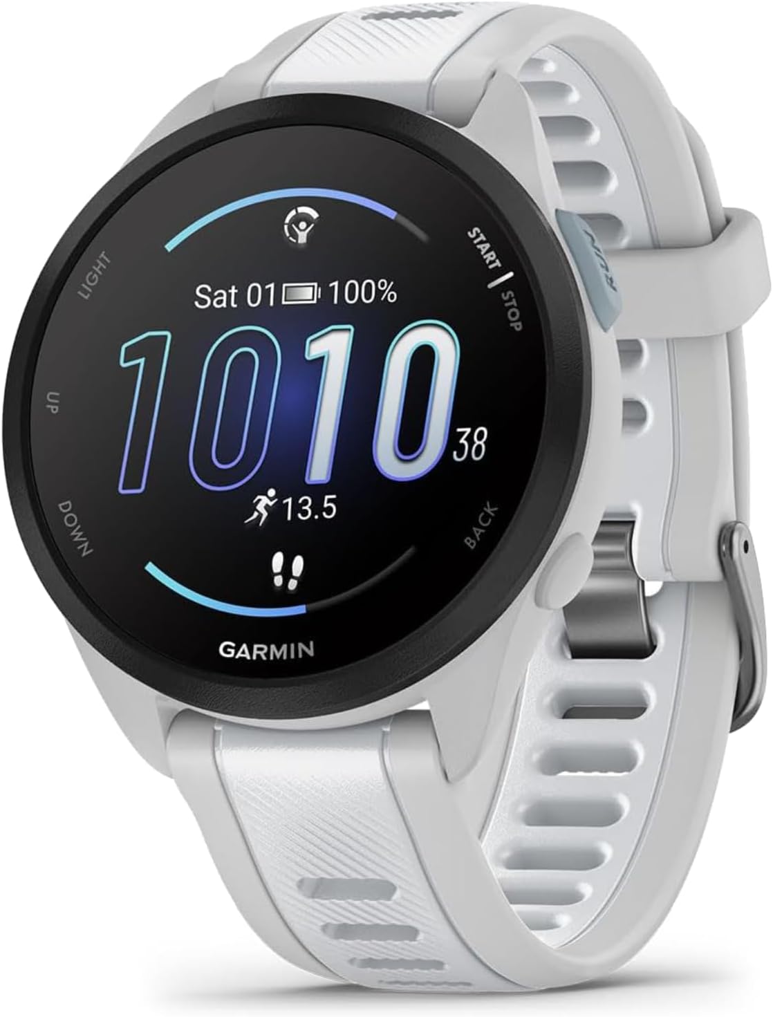 Garmin Forerunner 165 Running Smartwatch, Colorful AMOLED Touchscreen, Training Metrics and Recovery Insights Includes PowerPack and Adapters Bundle, Mist Gray/Whitestone