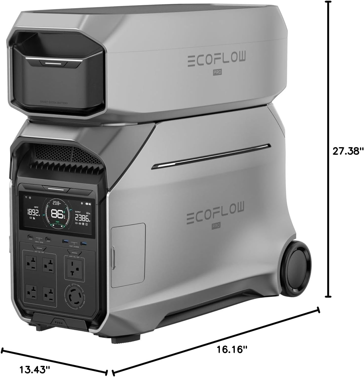 EF ECOFLOW 8kWh Portable Power Station: DELTA Pro 3 with AC Cable and Extra Battery, 120/240V 4000W AC Output, Solar Generator for Home Use, Camping, Emergencies, RVs, and Outdoor Generators