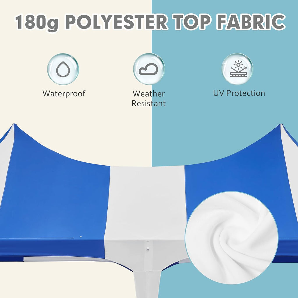 EROMMY 13x26ft Party Tent, Heavy Duty Wedding, Double Peaked Canopy Tent with Pole-Less Event Space, 60 Person Capacity Outdoor Gazebo Pavilion Shelter for Party, Event, White & Blue