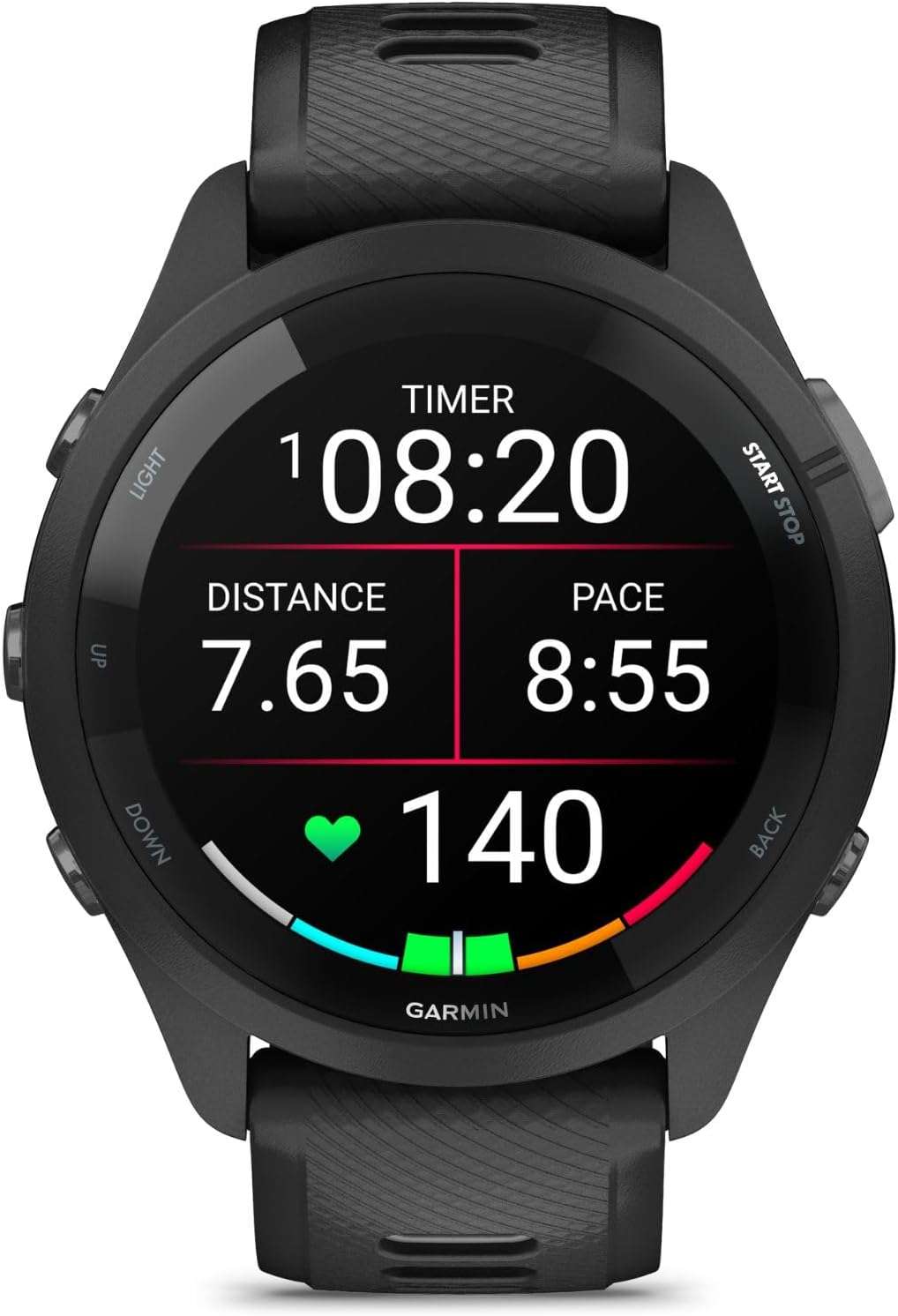 Garmin Forerunner 265 GPS Smartwatch - 46mm, Black/Powder Gray Bundle with Deco Essentials Charging Dock Venu 3 + Silicone Dust Cover + USB Type C Charging and Sync Cable