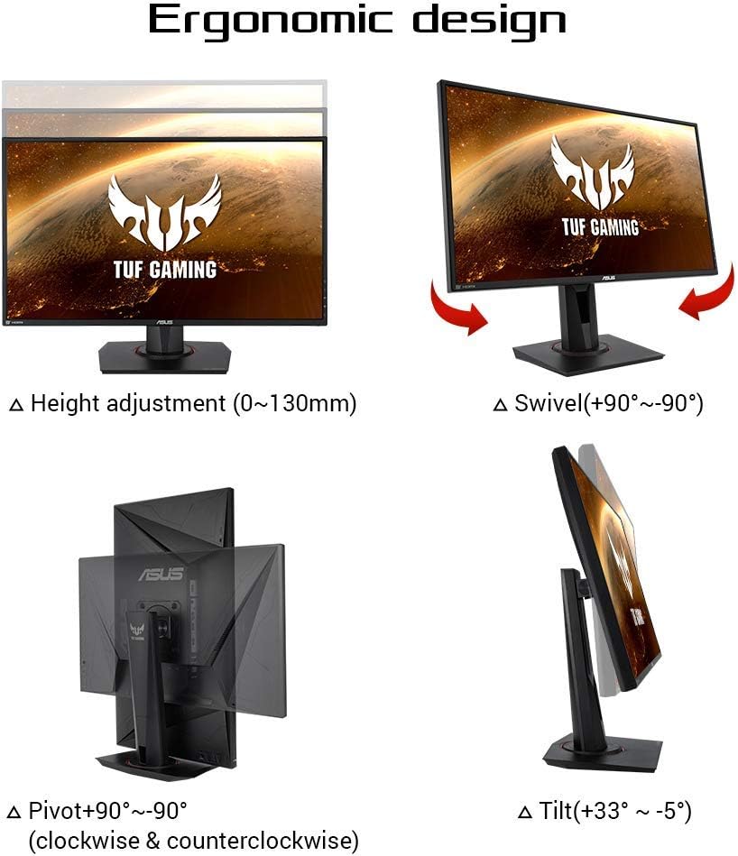 ASUS TUF Gaming VG279QM 27' HDR Monitor, 1080P Full HD (1920 x 1080), Fast IPS, 280Hz, G-SYNC Compatible, Extreme Low Motion Blur Sync (ELMB SYNC), 1ms, DisplayHDR 400, Black