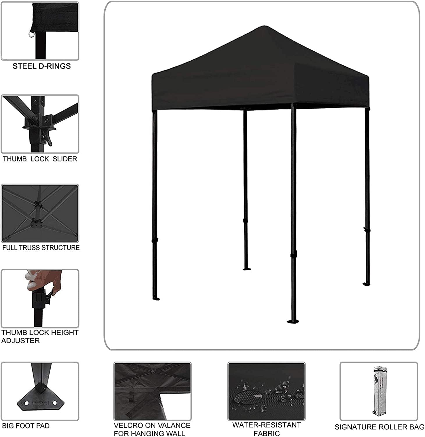 Eurmax USA 5x5ft Pop Up Canopy, Commercial Instant Tent for Outdoor Events, Patented No-Tip Rolling Storage Bag with 4 Sandbags, UV & Water Resistant, Heavy Duty Portable Shelter Gazebo,Forest Green