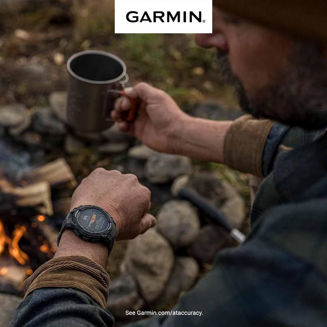 Garmin Instinct 3 45mm, Solar Charged Display, Rugged Outdoor GPS Smartwatch, Metal-Reinforced Bezel, Built-in Flashlight, Black (010-02934-00) Tactical Smart Watch Bundle for Men and Women
