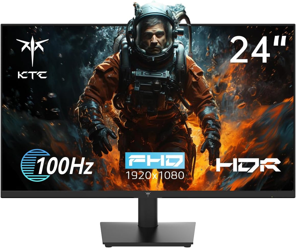 KTC 24 Inch 1080P Full HD Computer Monitor, 100Hz HDR10 Frameless Gaming Monitor with Freesync, HDMI & VGA Ports PC Monitor for Working, VESA, Tilt Adjustable, Eye Care