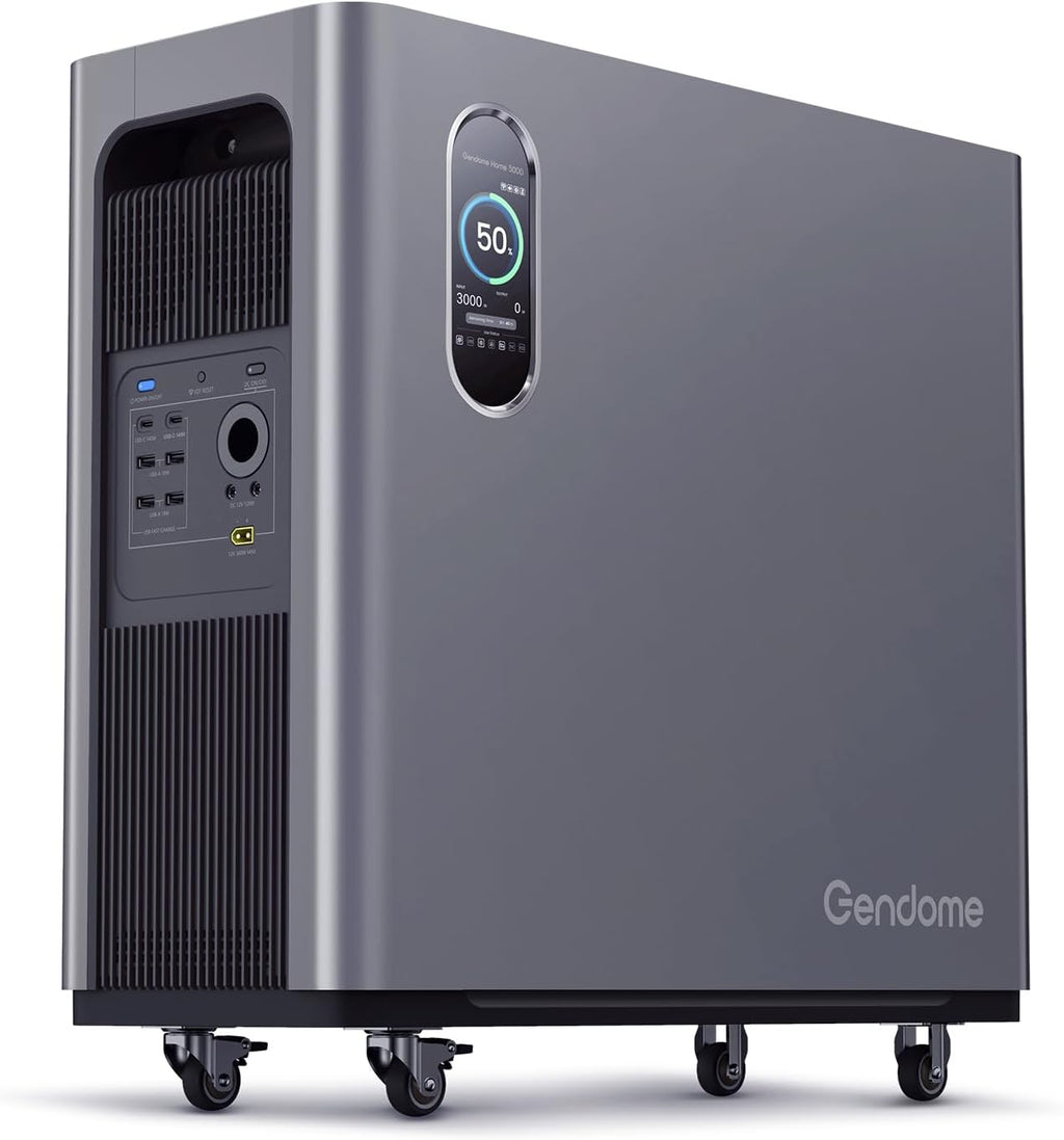 Gendome Portable Power Station Home3000, 3072Wh LiFePO₄ Battery, 3000W AC/140W USB-C Output, 17 Output Ports, Power Station for Home Use RVs Camping Emergencies