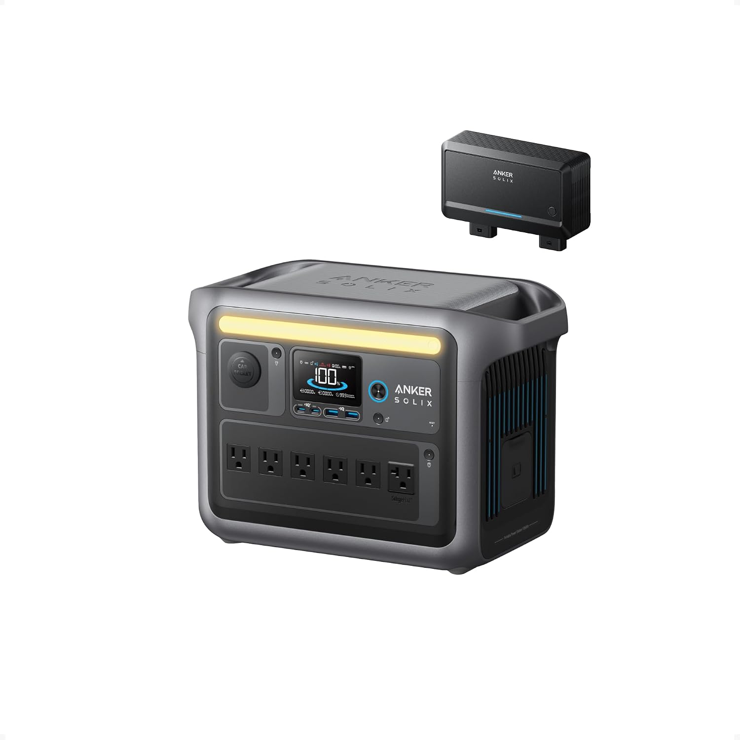 Anker SOLIX C1000 Portable Power Station with Alternator Charger, 1800W (Peak 2400W) Solar Generator, Full Charge in 58 Min, 1056wh LiFePO4 Battery for Home Backup, Power Outages, and Outdoor Camping