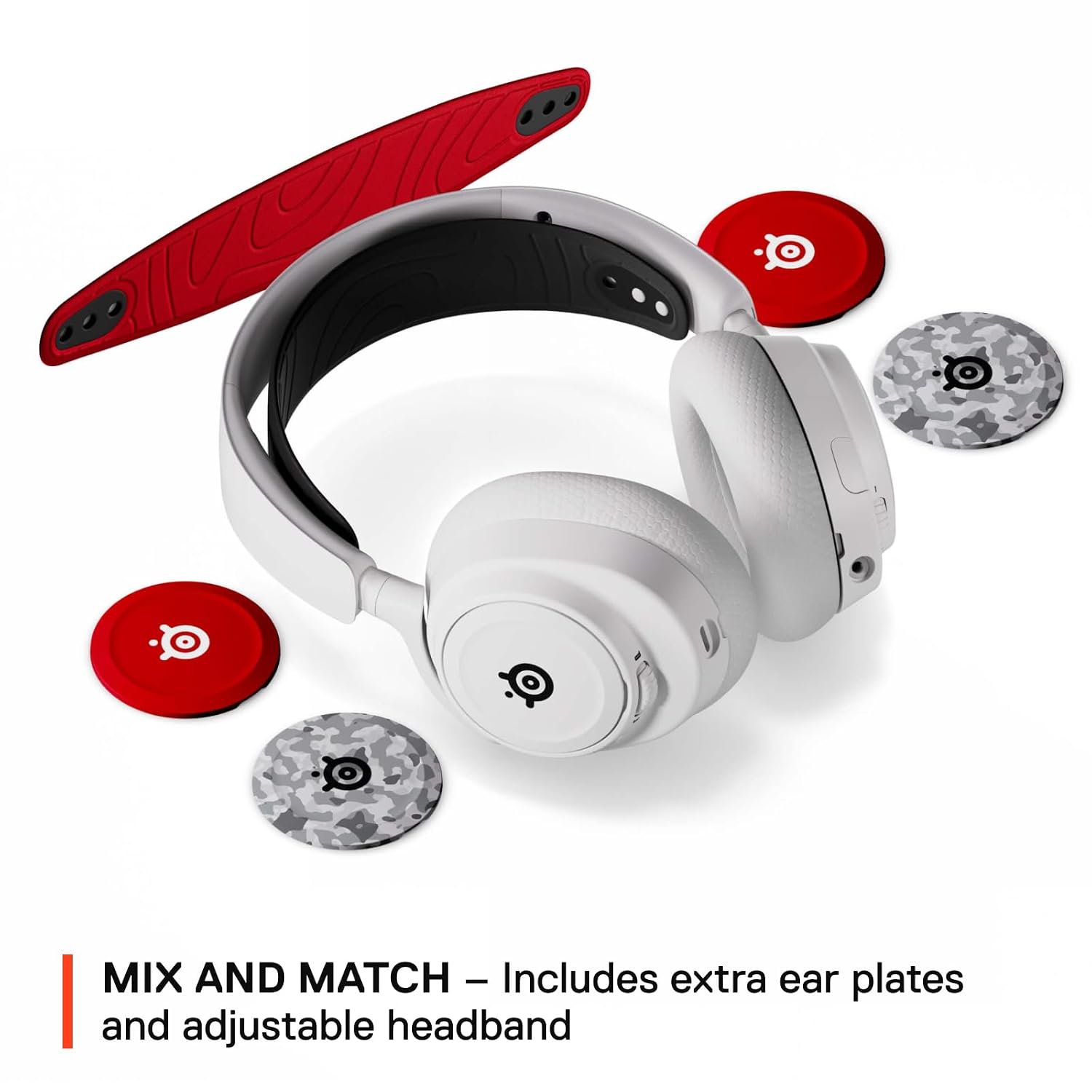SteelSeries Arctis Nova 7P White Wireless Gaming Headset + Multi-Booster Pack Add-Ons — Mobile App Control — 38 HR Battery — Neodymium Magnetic Drivers — 2.4GHz/Bluetooth — PS5, PC, Switch, Mobile