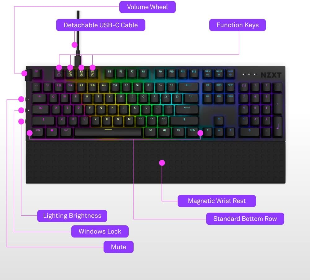 NZXT Function - Full Size Mechanical Keyboard - Black
