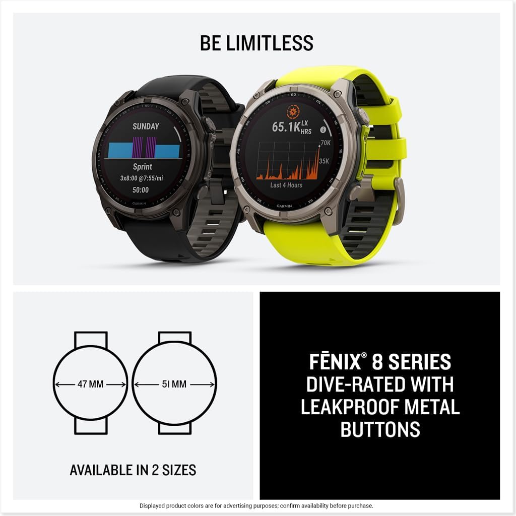 Garmin fēnix® 8 – 51 mm, Solar,Sapphire, Premium Multisport GPS Smartwatch, Connect,Long-Lasting Battery Life, Dive-Rated,Built-in LED Flashlight,Carbon Gray DLC Titanium with Pebble Gray Band