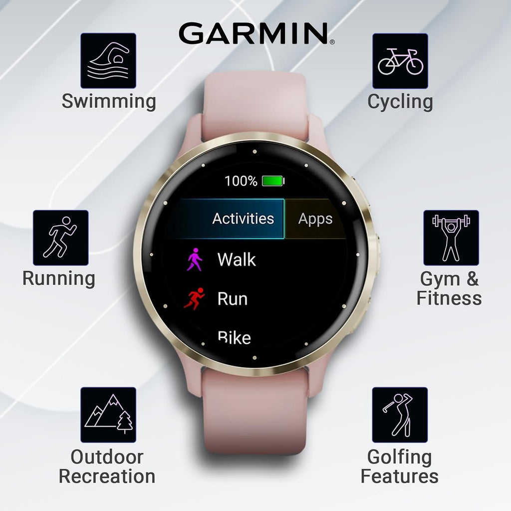 Garmin Venu 3S GPS Smartwatch, AMOLED Display 41 mm Watch, Advanced Health and Fitness Features, Up to 10 Days of Battery, Wheelchair Mode, Sleep Coach, Dust Rose with Power Bank