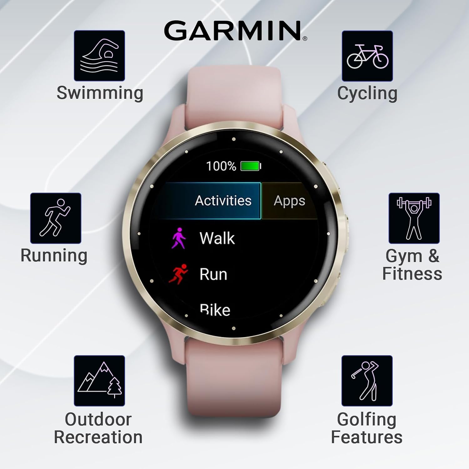 Garmin Venu 3S GPS Smartwatch, AMOLED Display 41 mm Watch, Advanced Health and Fitness Features, Up to 10 Days of Battery, Wheelchair Mode, Sleep Coach, Dust Rose with Power Bank