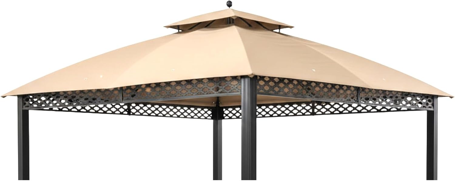 Garden Winds Reinforced Replacement Canopy Top Cover Compatible with The L-GZ1188PST-A Oakmont 10' x 12' Gazebo, Classic Sand, Riplock 350