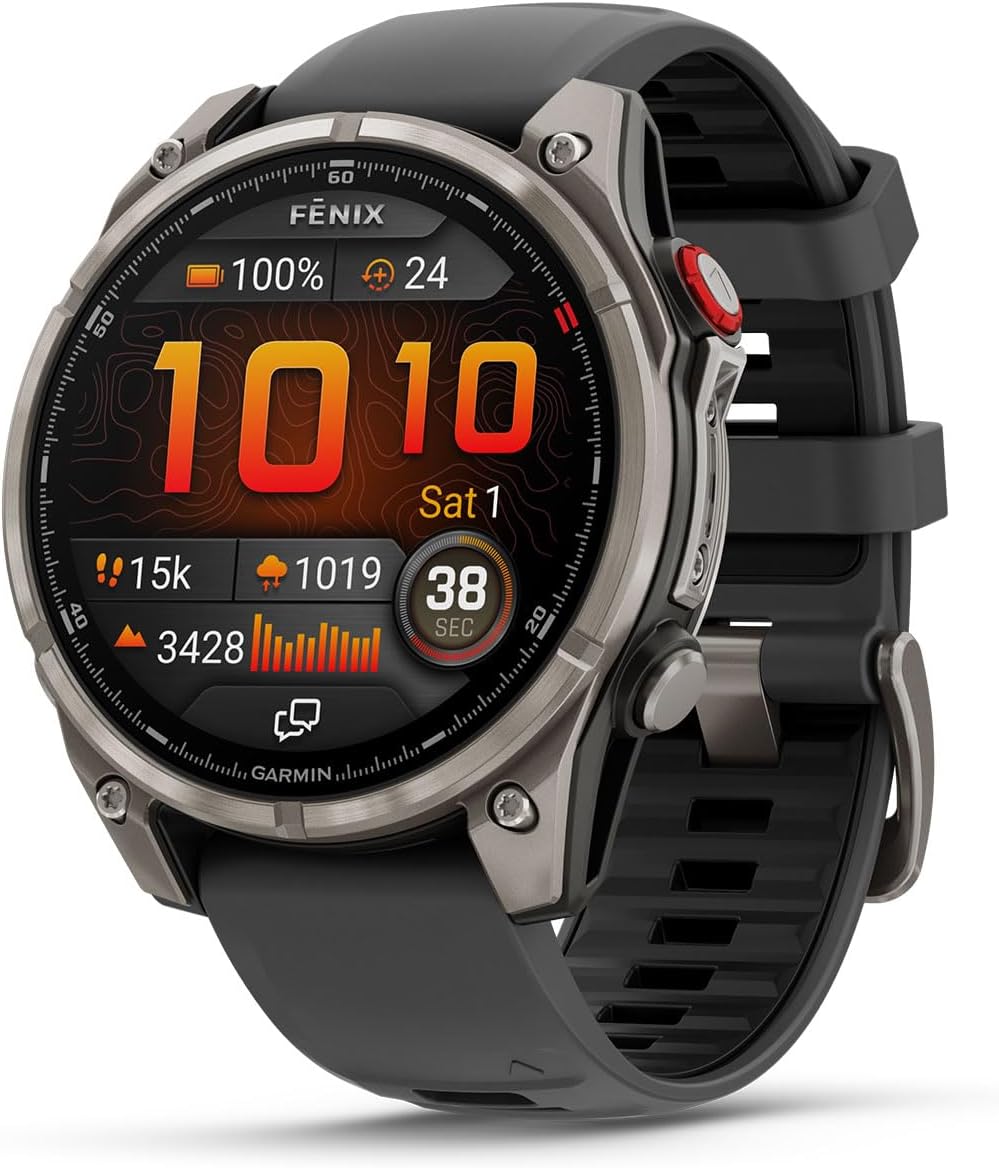 PlayBetter Garmin Fenix 8 Pro AMOLED Sapphire (47mm, Titanium/Graphite) Multisport GPS Smartwatch Bundle - 1.4' Touchscreen, inReach Technology Portable Charger & Screen Protectors