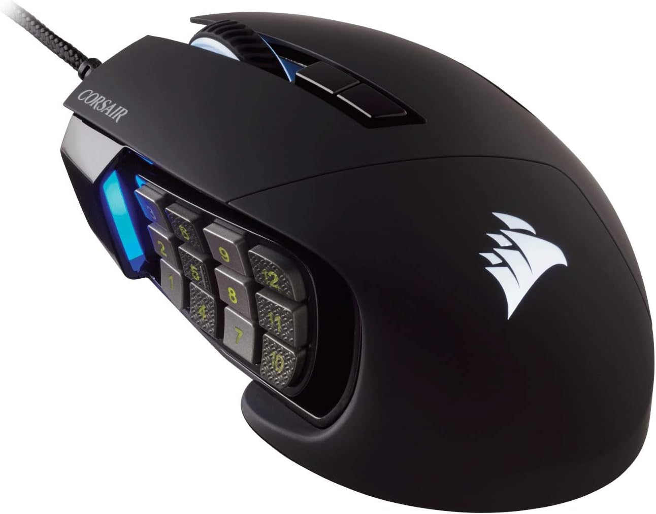 Corsair Scimitar Pro RGB Optical MMO Gaming Mouse (16,000 DPI Optical Sensor, 12 Programmable Side Buttons, 4-Zone RGB Multicolour Lighting, On-Board Storage) - Black