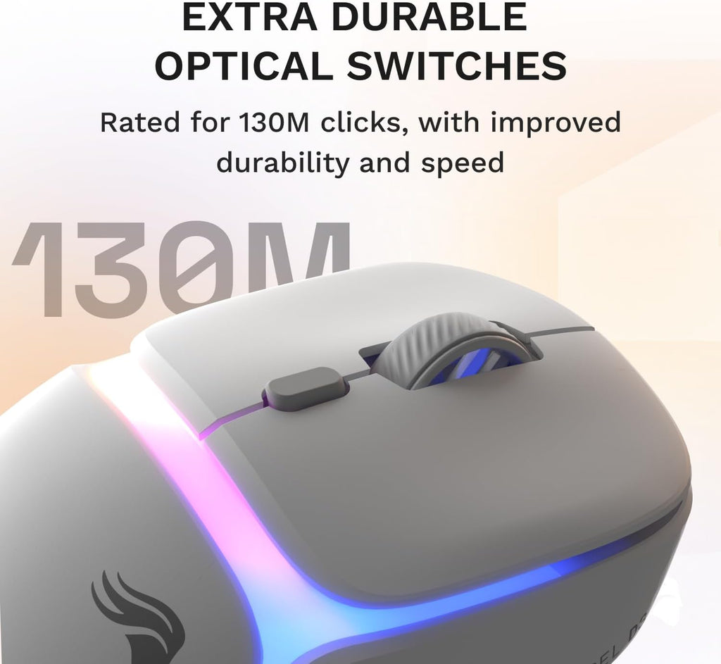 GLORIOUS Gaming Model D3 Wireless Gaming Mouse - InfinitePlay Swappable Battery, 130H Battery Life, 8k Polling, 130M Optical Switches, Ultralight 69g, 30K DPI Optical Sensor, RGB - White