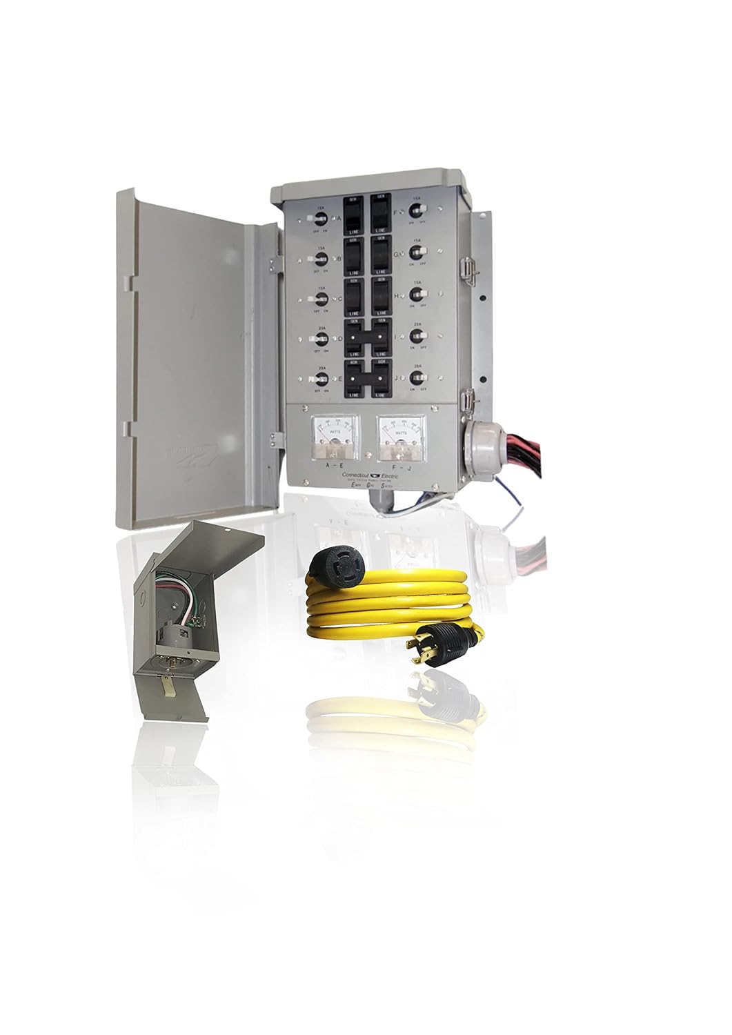 Connecticut Electric EmerGen Manual Transfer Switch Kit 30 Amp, 25 Foot Cord, 10-Circuit, 7500 Watts, EGS107501G2K25 for Portable Generator (with 25 FT Generator Cord)