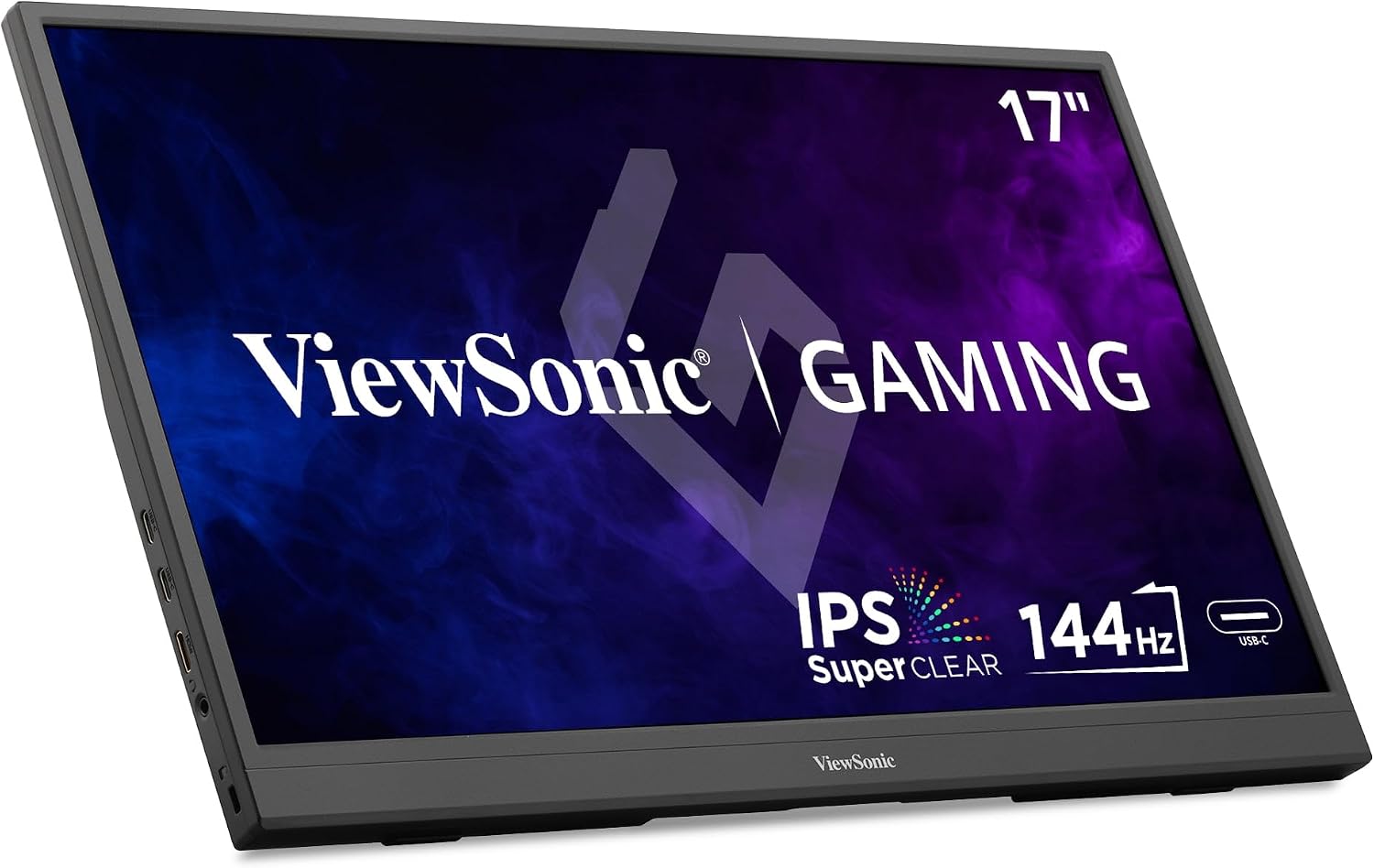 ViewSonic VX1754 17 Inch 1080p Portable Gaming Monitor, IPS Display with 144Hz for Second Screen Productivity and High-Speed Gameplay, Built-in Stand, 60W USB-C, and Mini HDMI Inputs