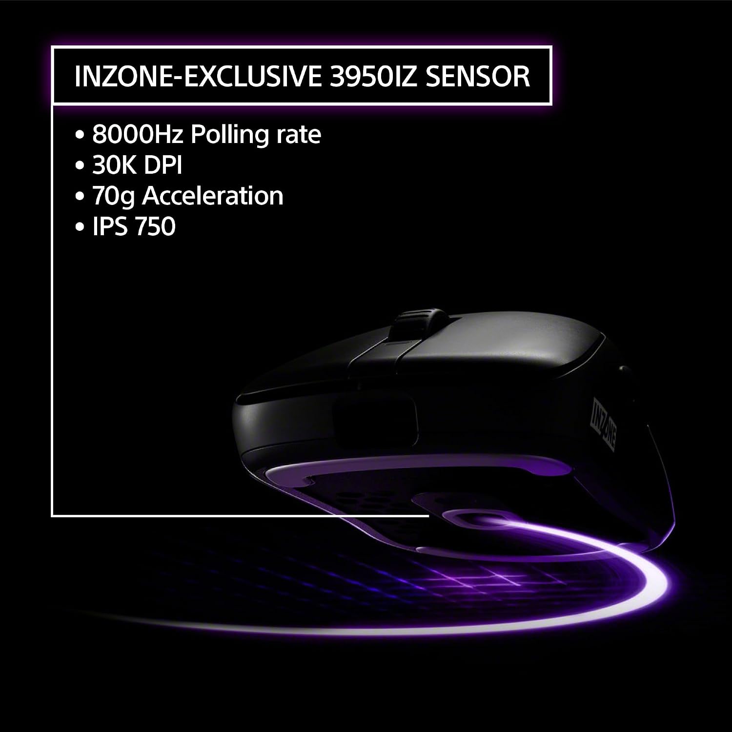 Sony INZONE Mouse-A Ultra-Lightweight 48g Wireless Gaming Mouse with Dongle, Optical Switch, 8000Hz Polling, 30K DPI Sensor, 90Hr Battery, Customizable Buttons, USB-C