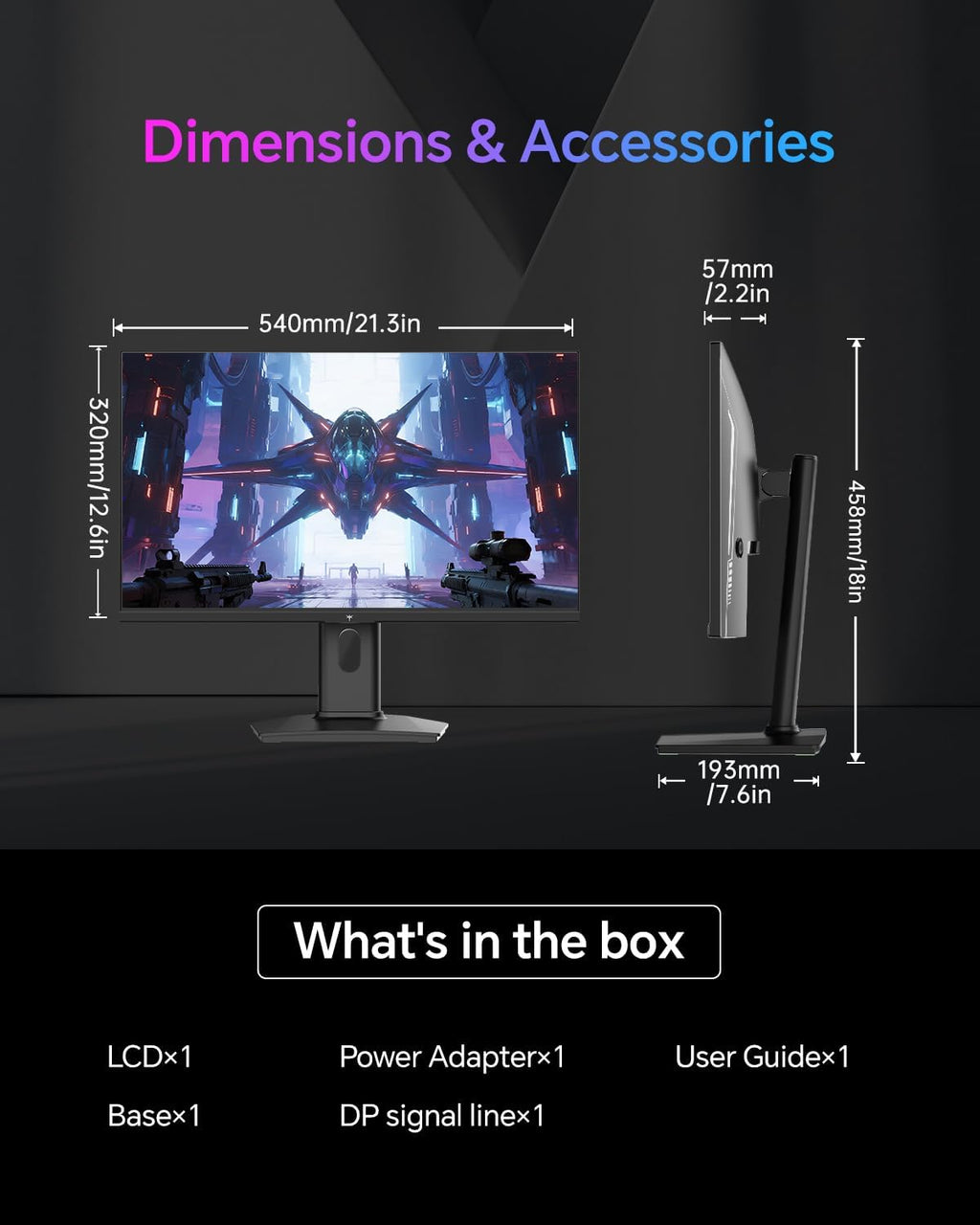 KTC 24 Inch Gaming Monitor 180Hz - 2K 1440P Computer Monitors, Fast IPS Monitor with HDR 400, Adaptive Sync, Up to 185Hz, HDMI 2.0 & Display Port 1.4, Height Adjustable, Vesa Mount, H24T7
