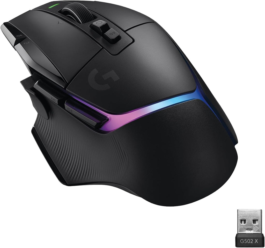 Logitech G G502 X PLUS LIGHTSPEED Wireless RGB Mouse for Gaming - Optical Mouse with LIGHTFORCE Hybrid Breaker , LIGHTSYNC RGB, HERO 25K Gaming Sensor, Compatible with PC - MacOS/Windows - Black