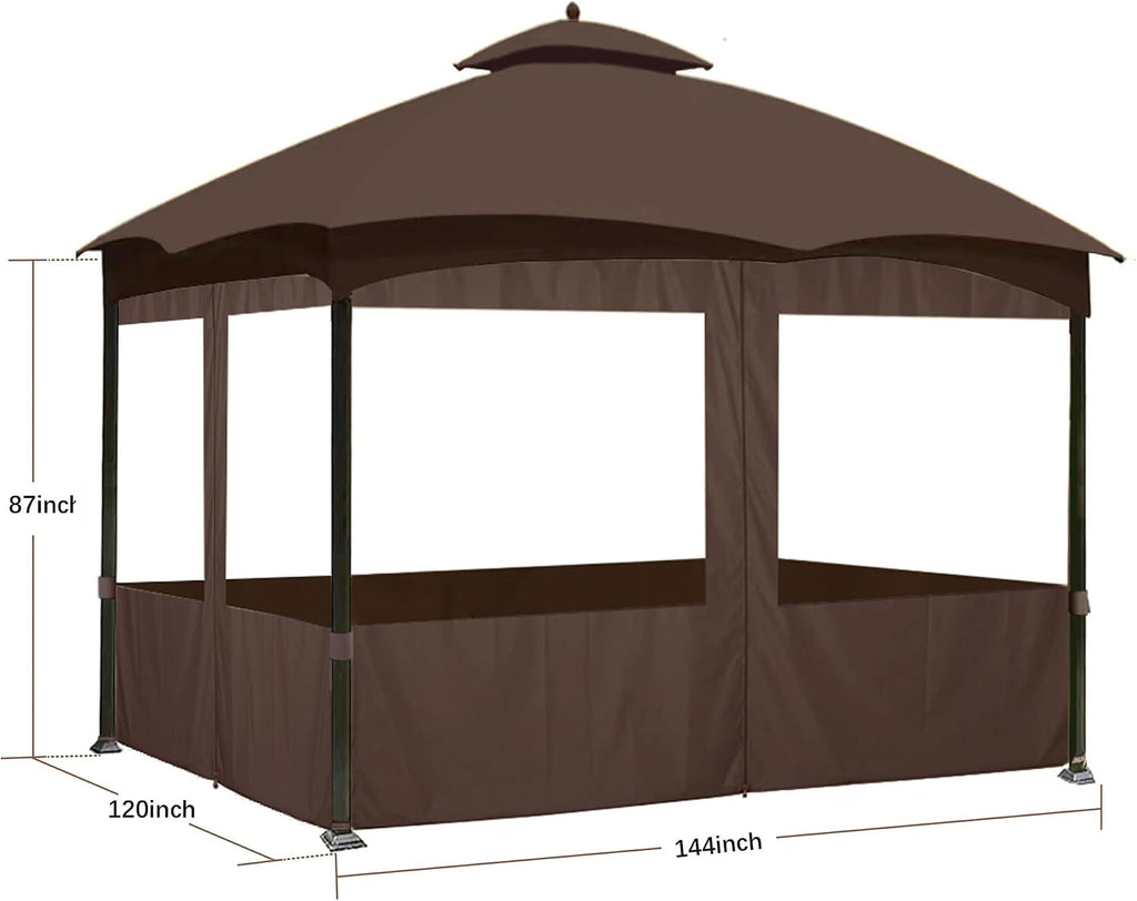 SCOCANOPY 10' x 12' Clear Window Gazebo Privacy Curtain Set for Lowe's Allen Roth 10X12 Gazebo Model #GF-12S004B-1 / GF-12S004BTO/ TPGAZ17-002,(Brown)
