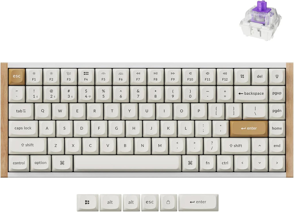 Keychron K2 HE Rapid Trigger Wireless Custom Keyboard with Hall Effect Gateron Double-Rail Magnetic Switch, 2.4 GHz QMK Bluetooth 5.2 RGB Compatible with Mac Windows Linux (Aluminum + Wood)