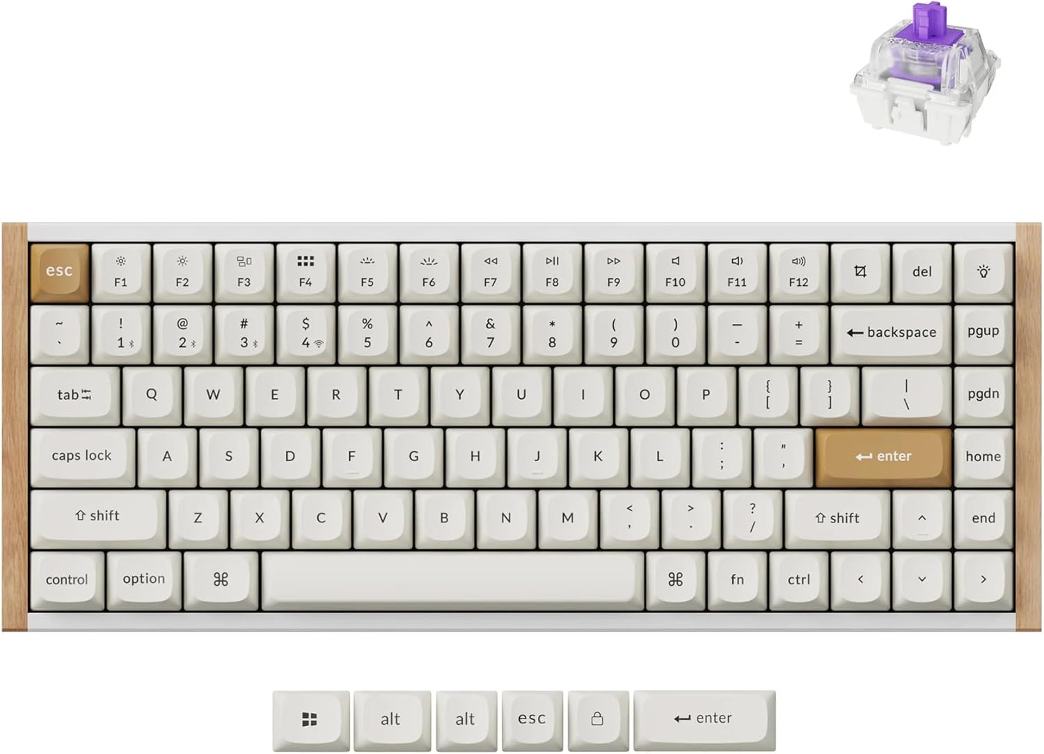 Keychron K2 HE Rapid Trigger Wireless Custom Keyboard with Hall Effect Gateron Double-Rail Magnetic Switch, 2.4 GHz QMK Bluetooth 5.2 RGB Compatible with Mac Windows Linux (Aluminum + Wood)