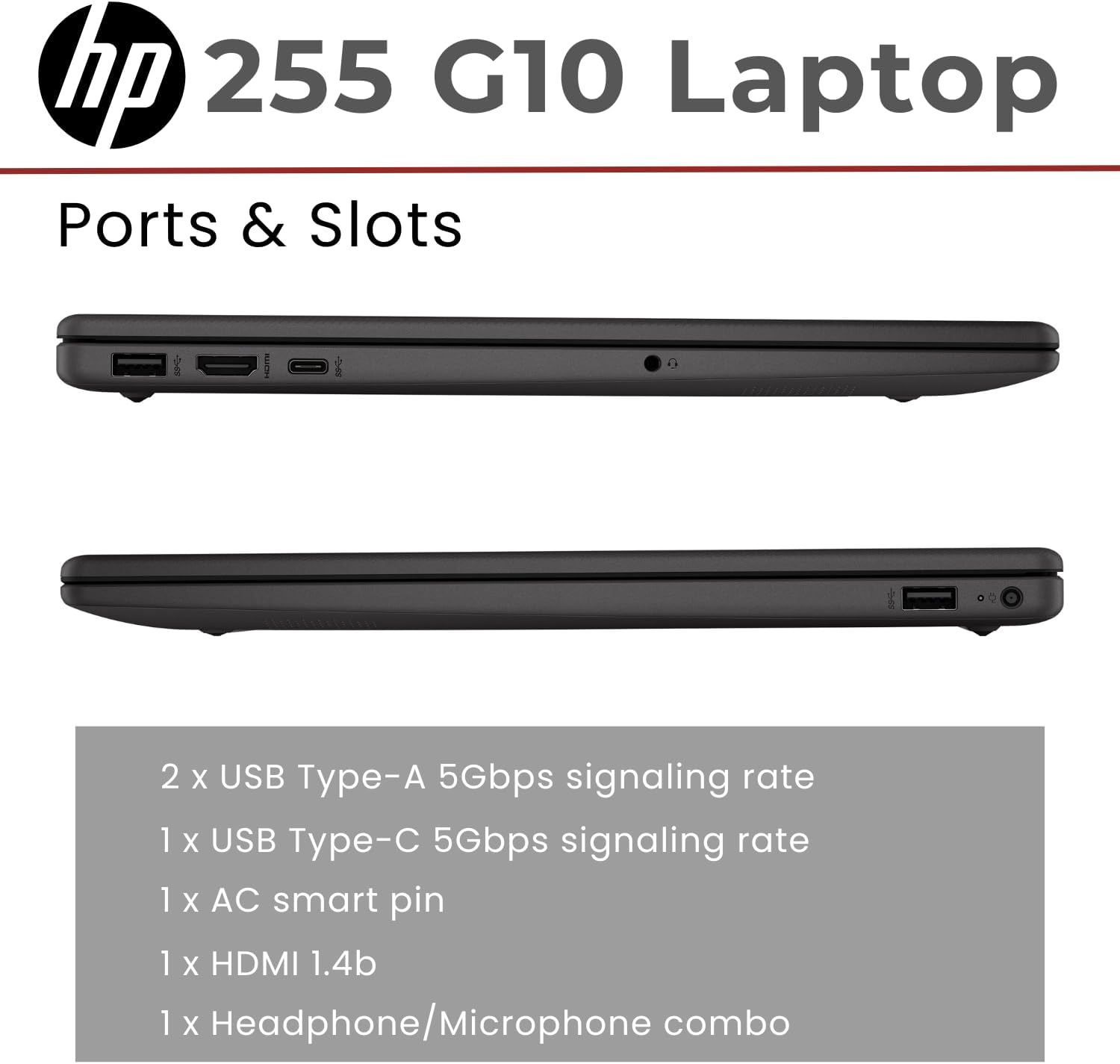 HP 255 G10 15.6' FHD Business Laptop, AMD Ryzen 7 7730U, 32GB RAM, 1TB PCIe SSD, Numeric Keypad, Webcam, Wi-Fi 6, HDMI, Windows 11 Pro, Black